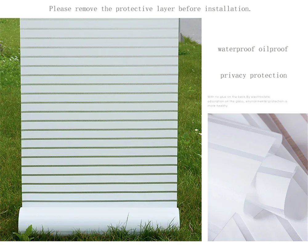 Decorative Privacy Vinyl Window Adhesive Film Window Sticker Decals Waterproof Sun UV Protection Bamboo Sliding Door Bathroom