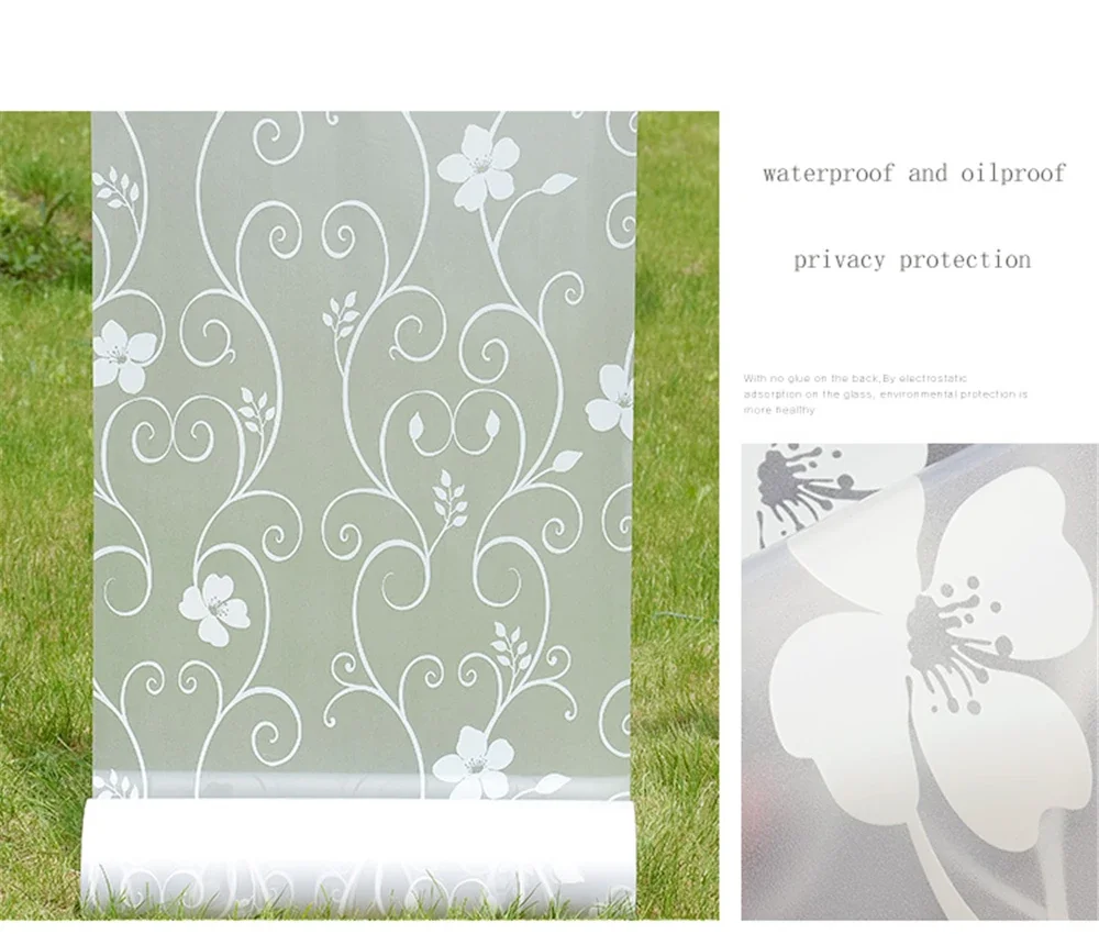 Decorative Privacy Vinyl Window Adhesive Film Window Sticker Decals Waterproof Sun UV Protection Bamboo Sliding Door Bathroom