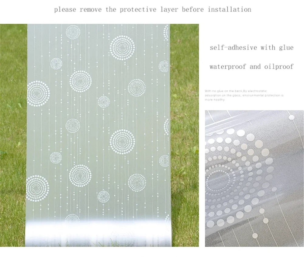 Decorative Privacy Vinyl Window Adhesive Film Window Sticker Decals Waterproof Sun UV Protection Bamboo Sliding Door Bathroom