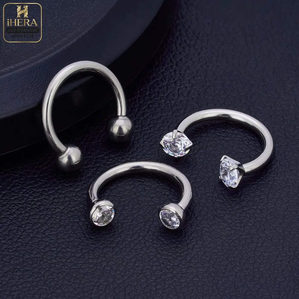 1/10 PCS G23 Titanium ASTM-F136 Piercings Nose Ring C Rod Body Jewelry Internal Thread Cartilage Helix Earrings Wholesale