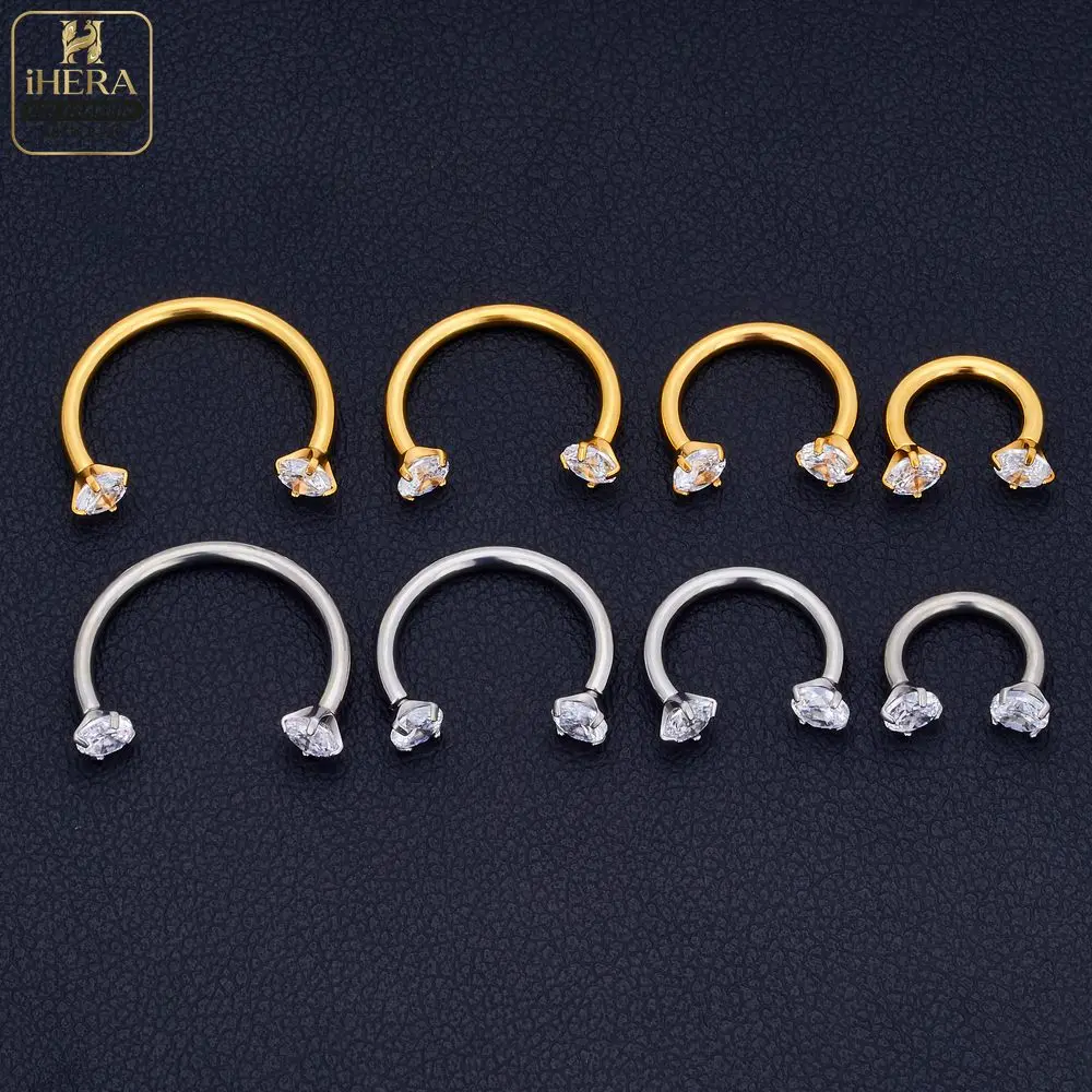 1/10 PCS G23 Titanium ASTM-F136 Piercings Nose Ring C Rod Body Jewelry Internal Thread Cartilage Helix Earrings Wholesale