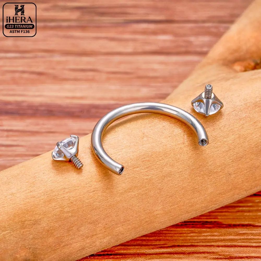 1/10 PCS G23 Titanium ASTM-F136 Piercings Nose Ring C Rod Body Jewelry Internal Thread Cartilage Helix Earrings Wholesale