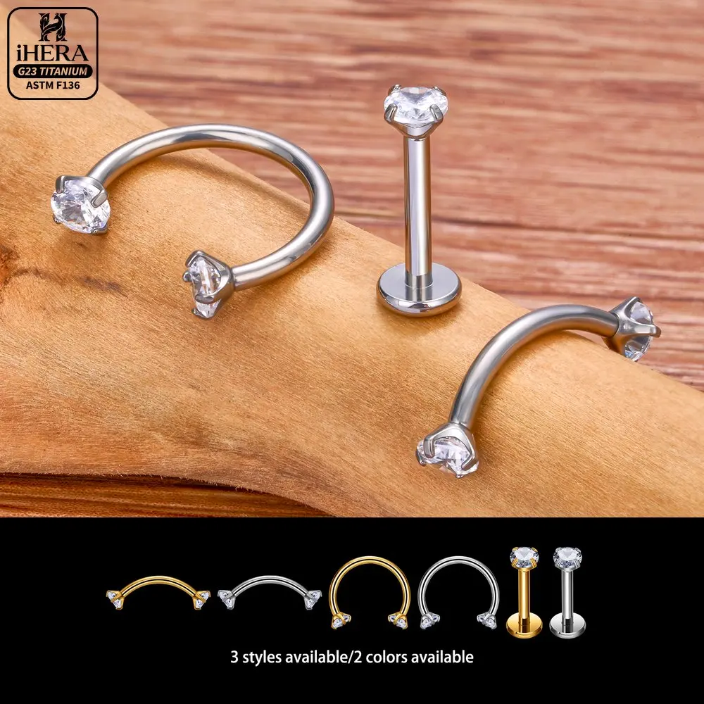 1/10 PCS G23 Titanium ASTM-F136 Piercings Nose Ring C Rod Body Jewelry Internal Thread Cartilage Helix Earrings Wholesale