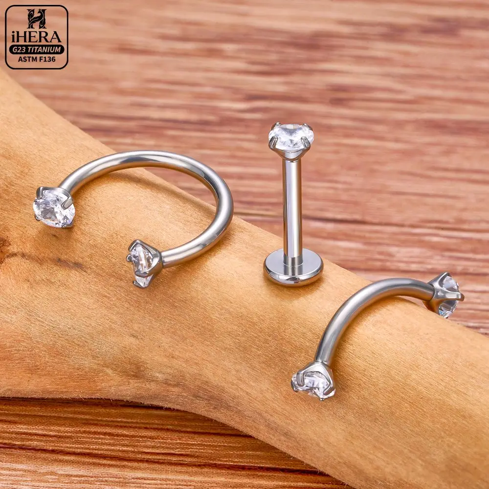 1/10 PCS G23 Titanium ASTM-F136 Piercings Nose Ring C Rod Body Jewelry Internal Thread Cartilage Helix Earrings Wholesale
