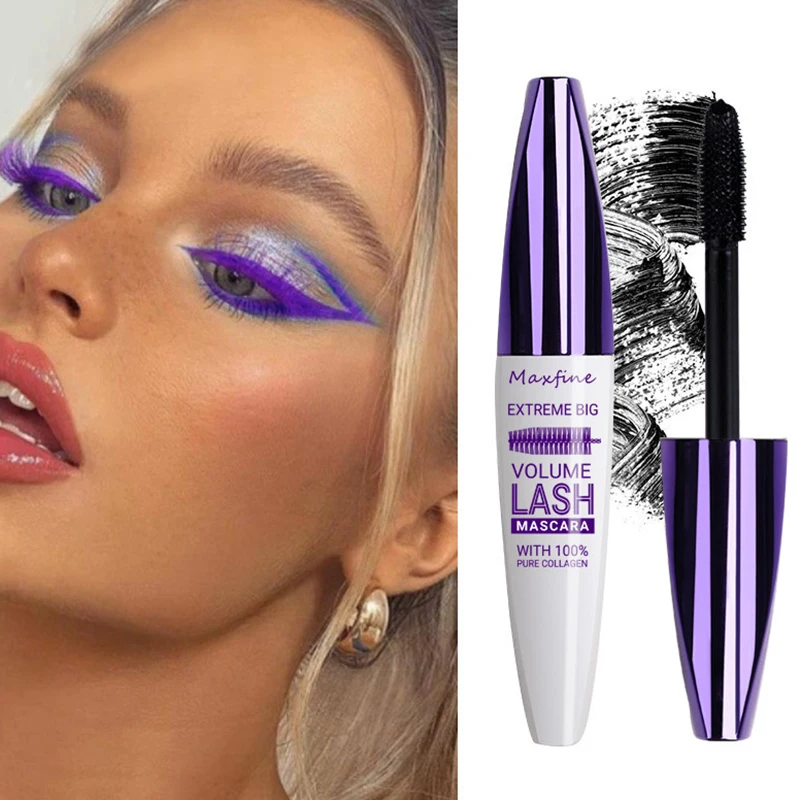 5D three-dimensional mascara purple blue white multi-color mascara base long-lasting non-smudge long-lasting curling shaping mas