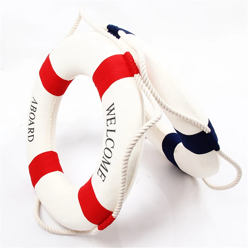 Life Buoy Crafts Living Room Decoration Nautical Style Welcome Decorative Red Blue Life Buoy Home Marine Beach Wall Decoration