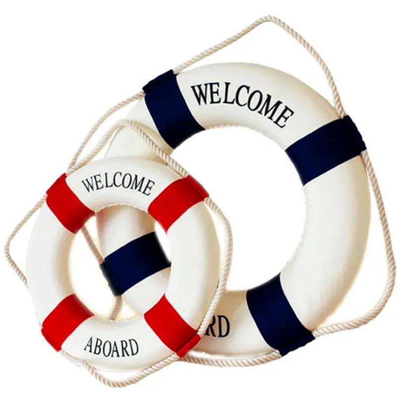 Life Buoy Crafts Living Room Decoration Nautical Style Welcome Decorative Red Blue Life Buoy Home Marine Beach Wall Decoration