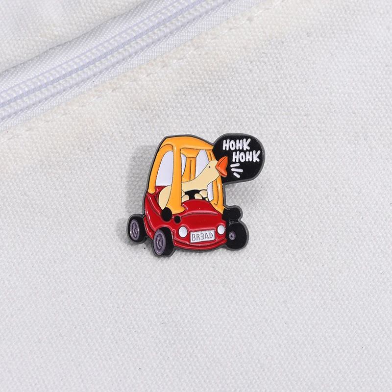 Funny Cartoon Goose Driving Brooch Enamel Pin Custom Hohk Cute Animal Badge Lapel Clothes Backpack Pin Jewelry Accessories Gifts