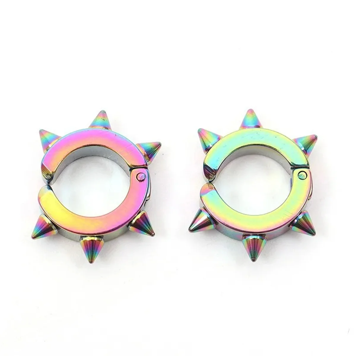2/4pcs Punk Style 316L Stainless Steel Spine Earring,Clip On Non Piercing Hoop Earring Fashion Fake Piercing Jewelry