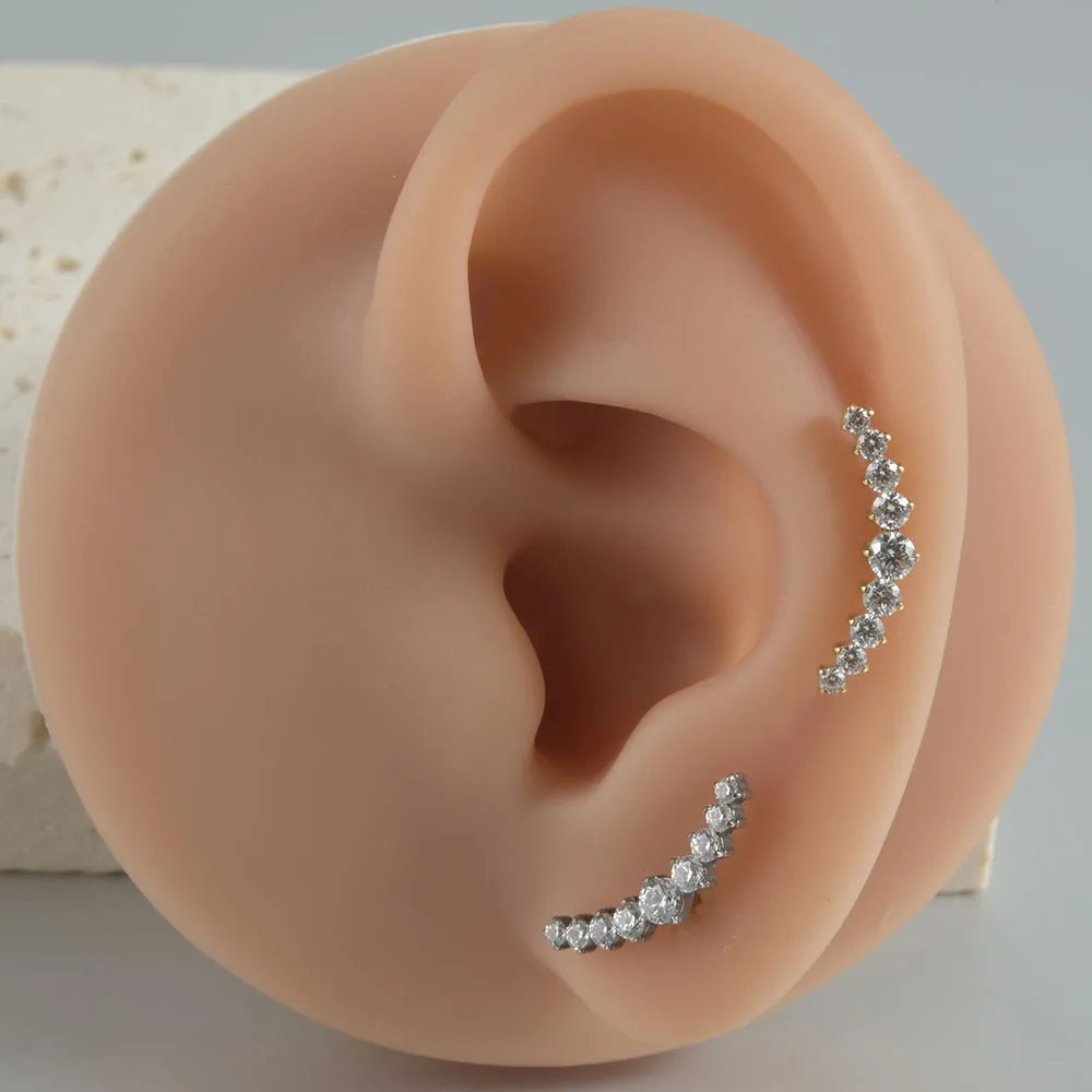 1pcs G23 Solid Titanium CZ Horse eye Flower Cartilage Earring Stud 16G Internally Threaded Sun Helix Ear Tragus Piercing Jewelry