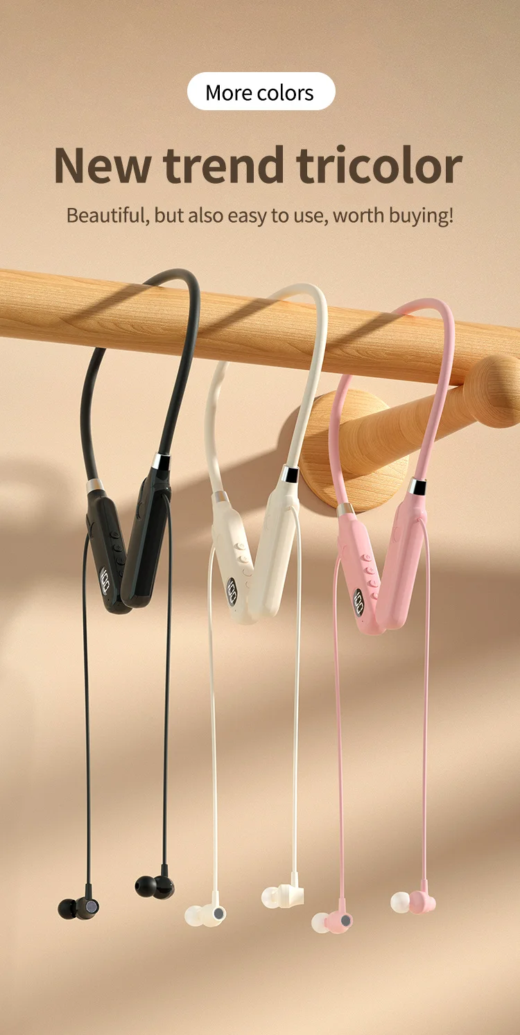 BT-12 Wireless Bluetooth Earphones Sports Headphones Card Insertion Digital Display Noise Cancelling Headset HiFi Music Earbuds