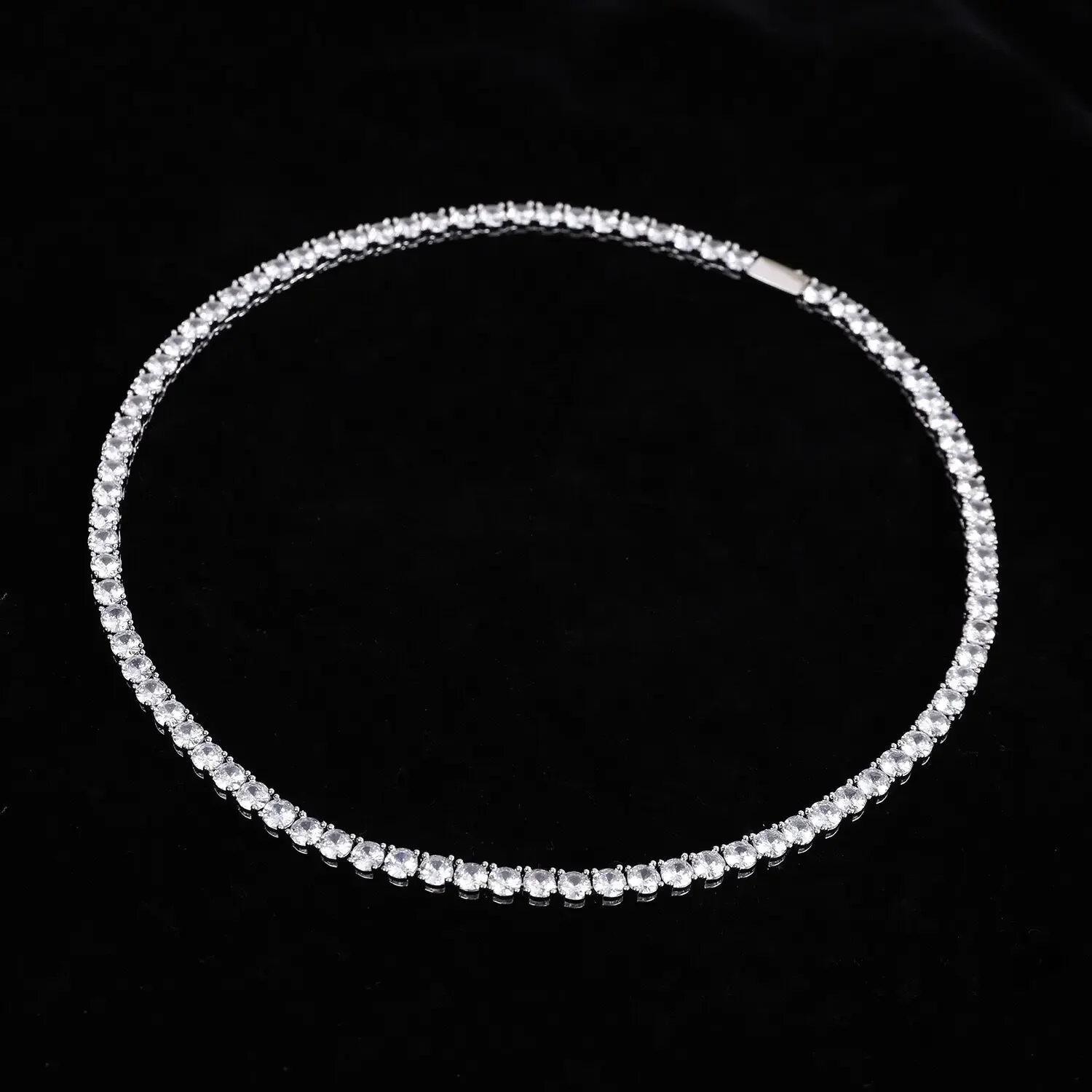 SAIYE 925 Sterling Silver Necklace Zircon Chain Necklace Women Fashion Simple Engagement Wedding Charm Jewelry 4mm 45cm