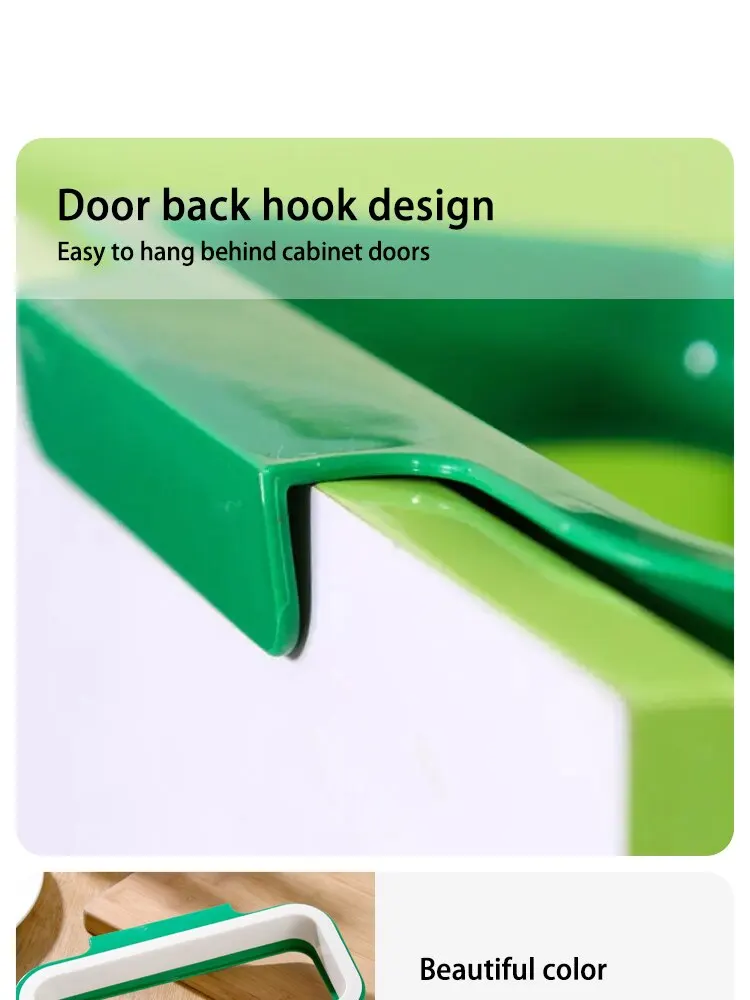 1pc Green Stylish Hanging Garbage Bag Rack with Cover Portable Kitchen Cabinet Rubbish Bag Plastic Rack Support Holder