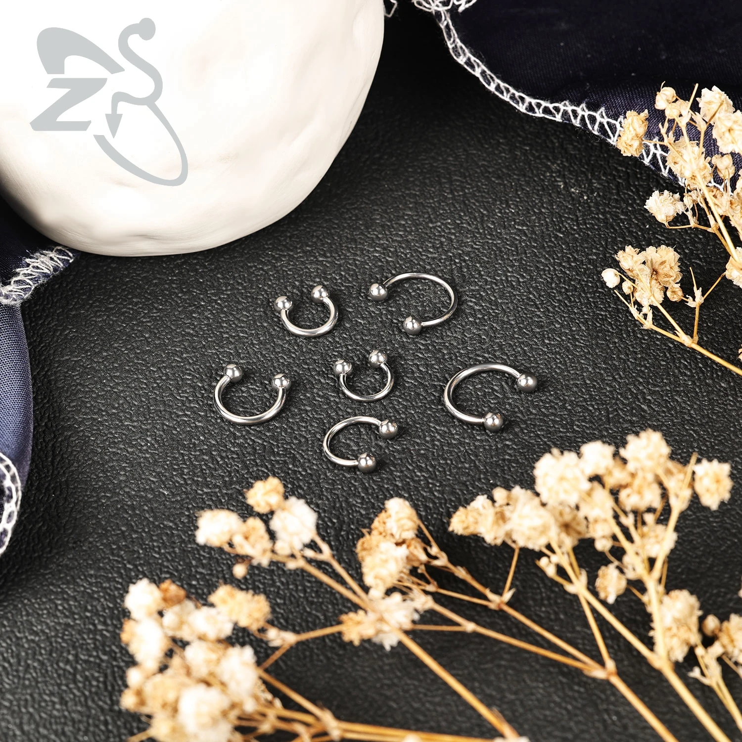 ZS 1PC 16G/18G Spike Nose Rings Stainless Steel Septum Clicker Silver Color Ear Helix Diath Internal Thread Tragus Piercing