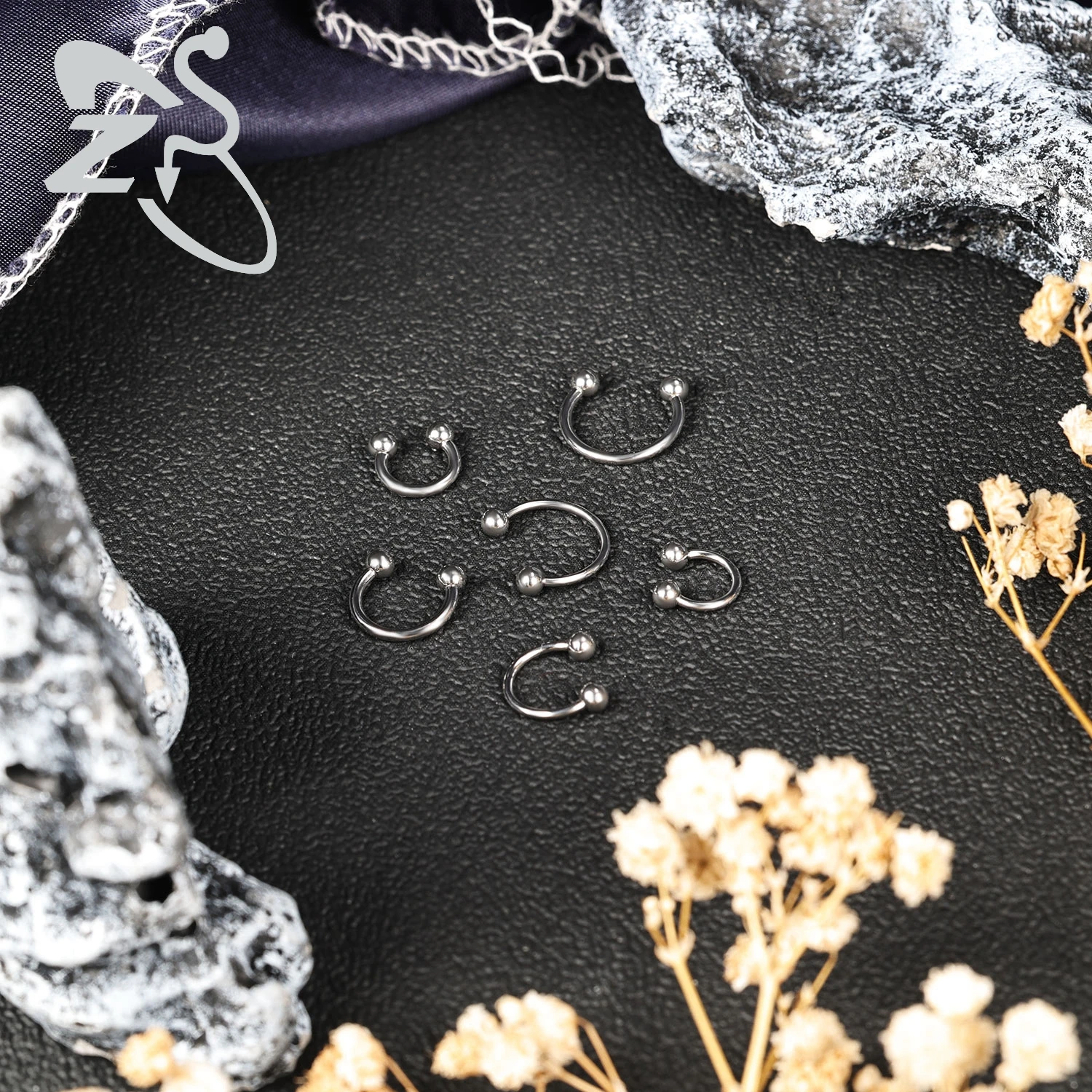 ZS 1PC 16G/18G Spike Nose Rings Stainless Steel Septum Clicker Silver Color Ear Helix Diath Internal Thread Tragus Piercing