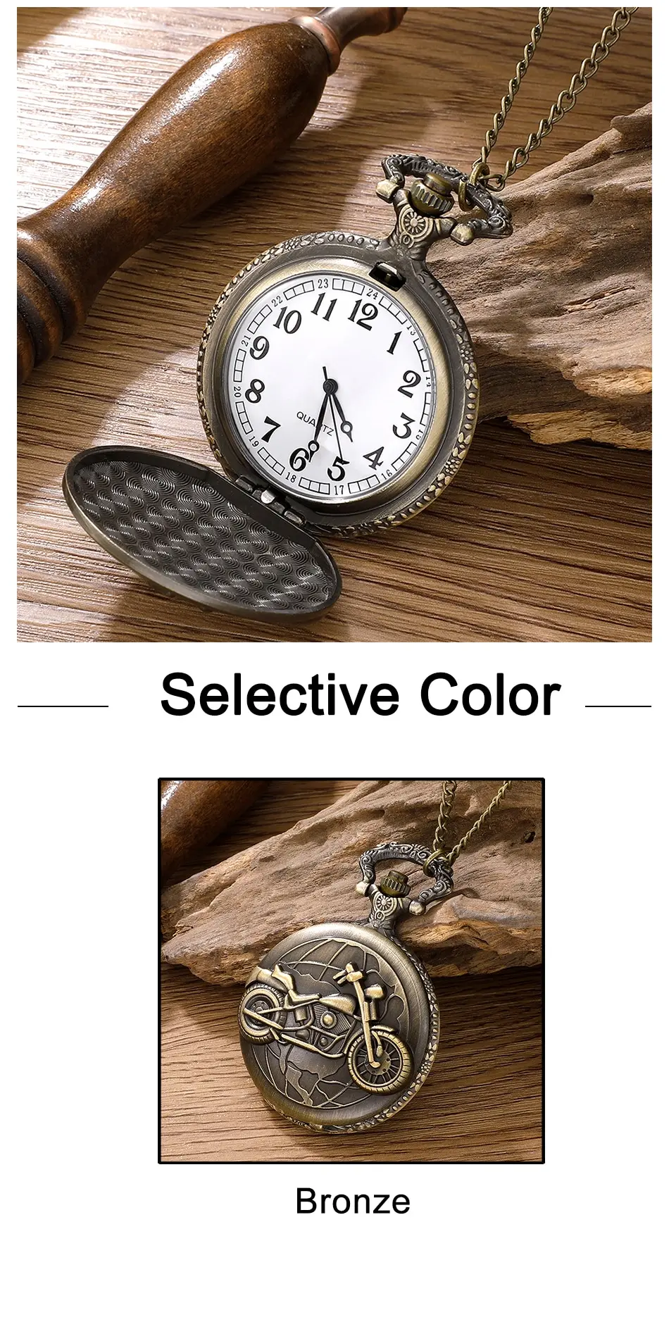 Retro Motorcycle CAR Pattern Quartz Pocket Watch Motorbike MOTO Design Pendant Fob Watch Chain Gifts for Men