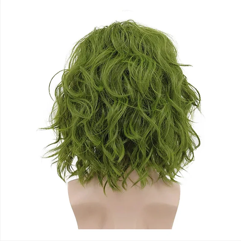 HAIRJOY Green Cosplay Wigs for Men Synthetic Wigs Short Curly Costume Wigs