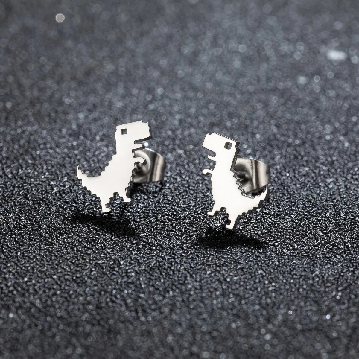 1Pair New Fashion Minimalist Cute Female Stainless Steel Mini Dinosaur Stud Earrings For Girls Jewelry Accessory Gifts GED509