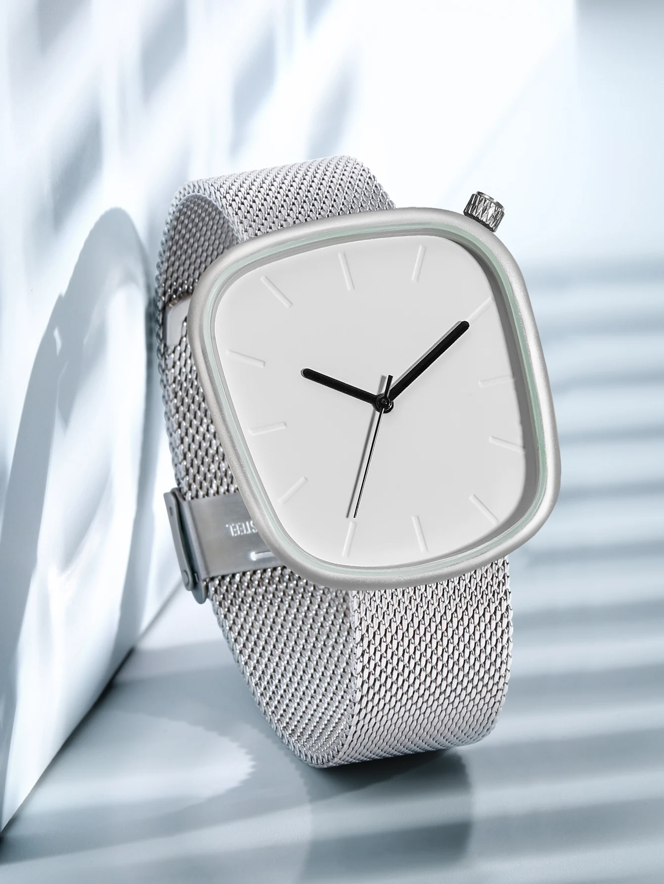 TOMI Men's Minimalist Watch Fashion Versatile Men's and Women's Square Watch Scale Black and White Premium Quartz Watch