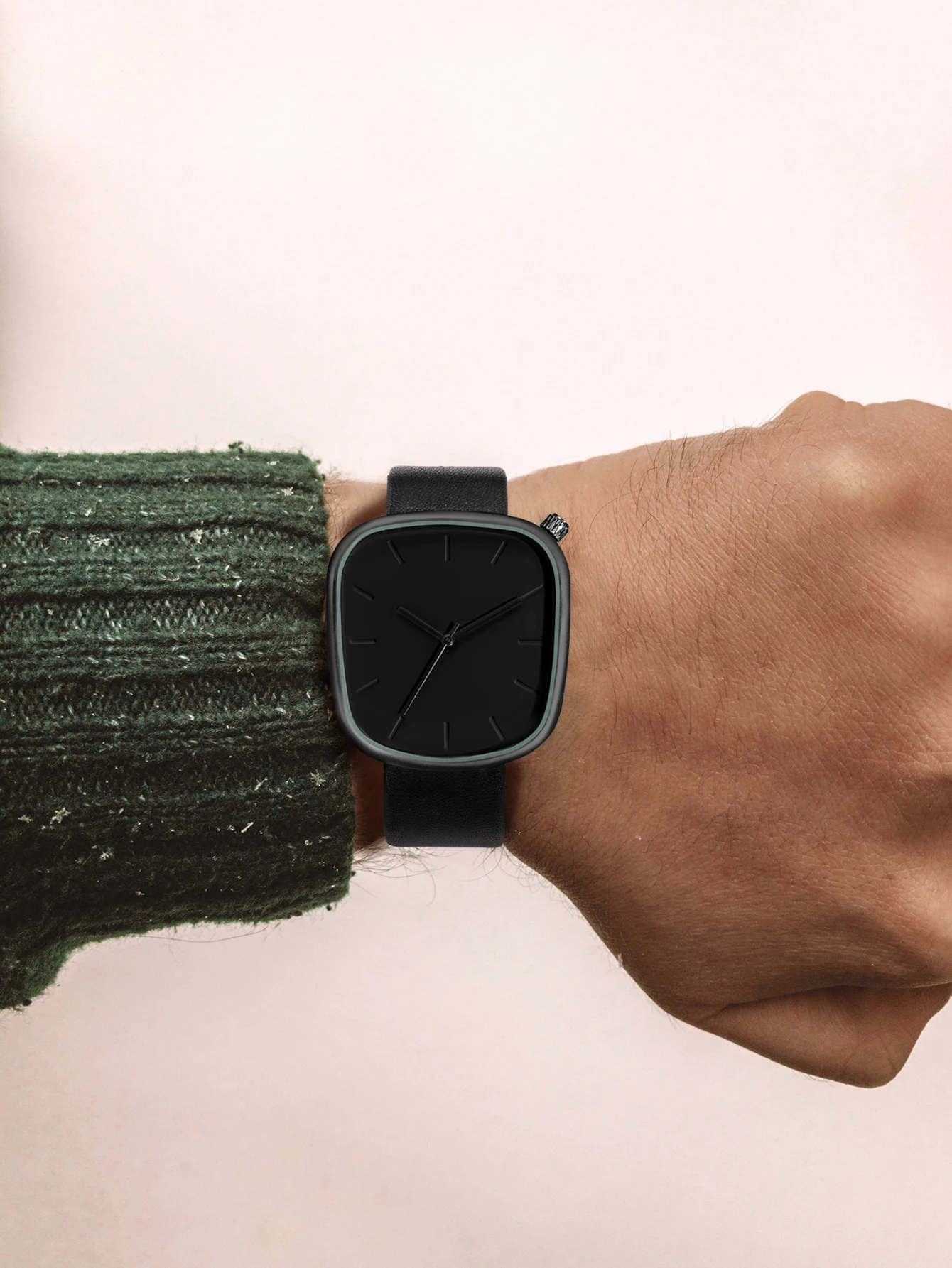 TOMI Men's Minimalist Watch Fashion Versatile Men's and Women's Square Watch Scale Black and White Premium Quartz Watch