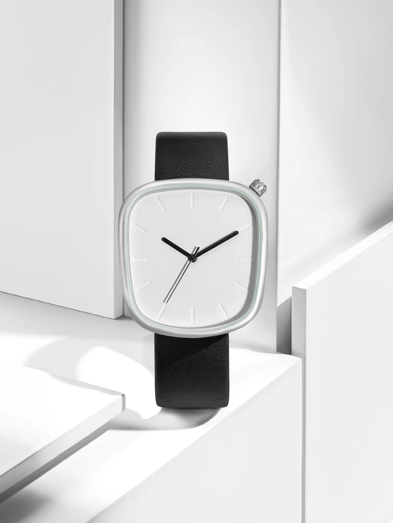 TOMI Men's Minimalist Watch Fashion Versatile Men's and Women's Square Watch Scale Black and White Premium Quartz Watch