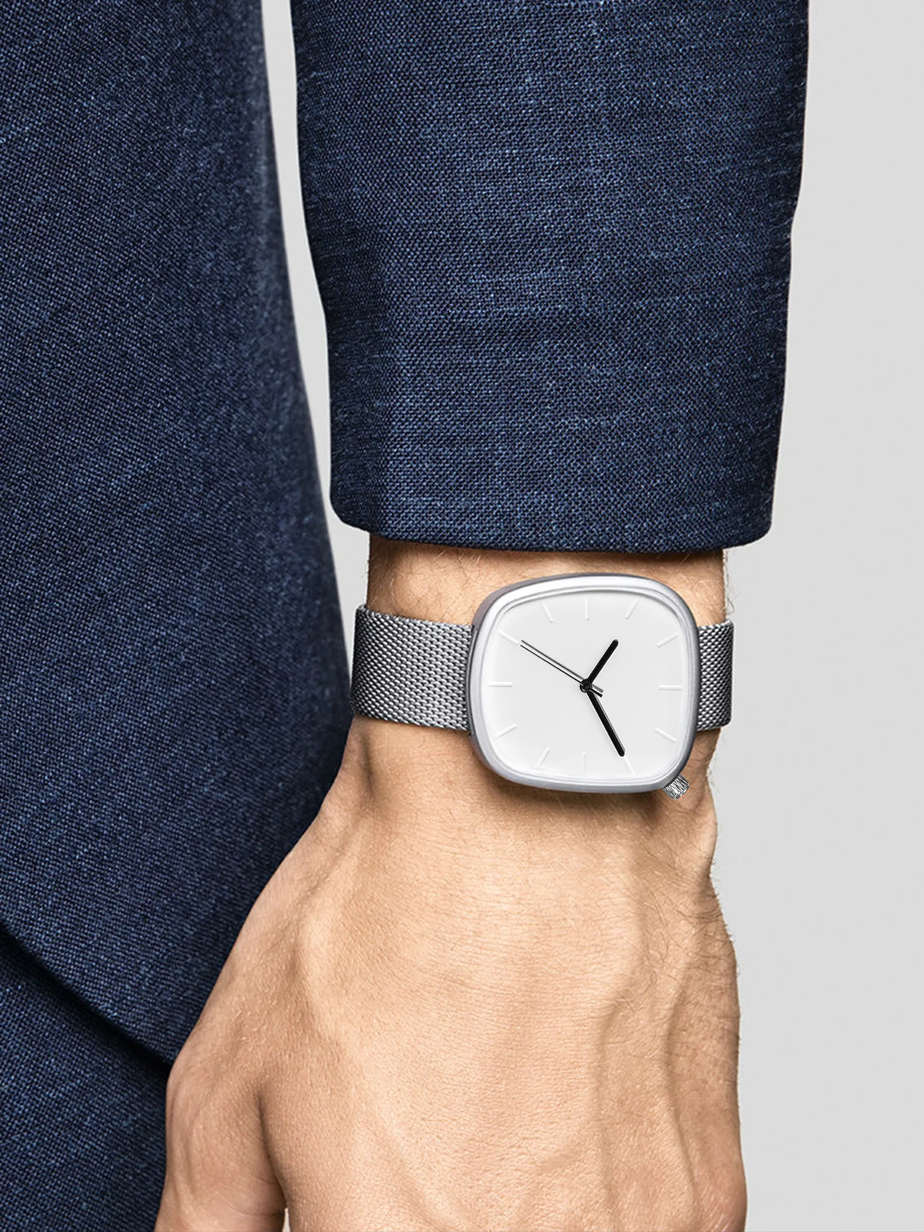 TOMI Men's Minimalist Watch Fashion Versatile Men's and Women's Square Watch Scale Black and White Premium Quartz Watch