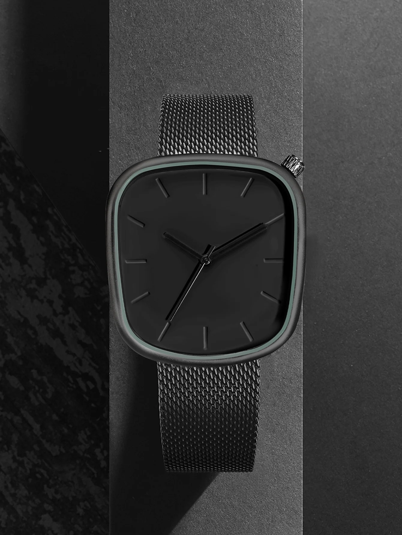 TOMI Men's Minimalist Watch Fashion Versatile Men's and Women's Square Watch Scale Black and White Premium Quartz Watch