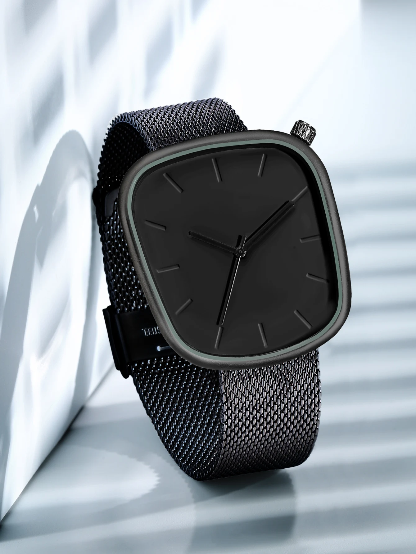 TOMI Men's Minimalist Watch Fashion Versatile Men's and Women's Square Watch Scale Black and White Premium Quartz Watch