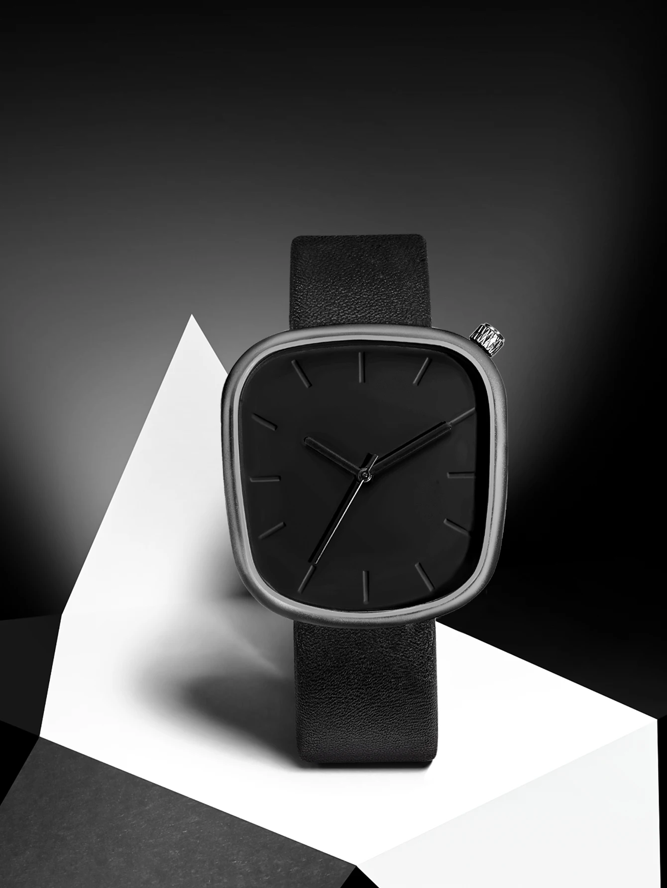 TOMI Men's Minimalist Watch Fashion Versatile Men's and Women's Square Watch Scale Black and White Premium Quartz Watch