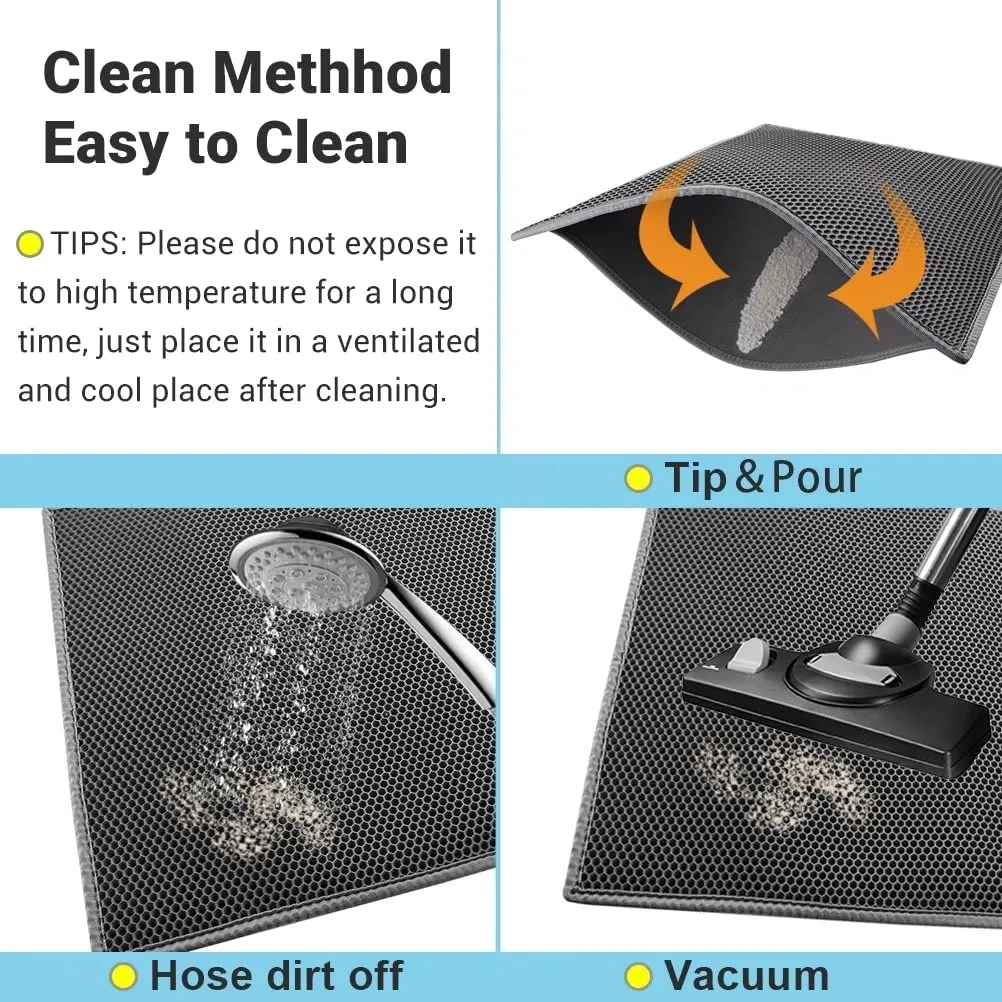 Cats Litter Mat Double Layer EVA Cat Litter Pad Large Hole Anti-Slip Sand Bowl Filter Mat Sandbox Mat for Cat Cats Accessories
