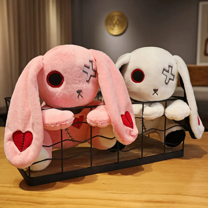 Spooky Gothic Bunny Stuffed Crazy Rabbit Plush Toys, Spooky Gothic Bunny Stuffed Animal Cute Horror Dreadful Bunny Doll, For Hal