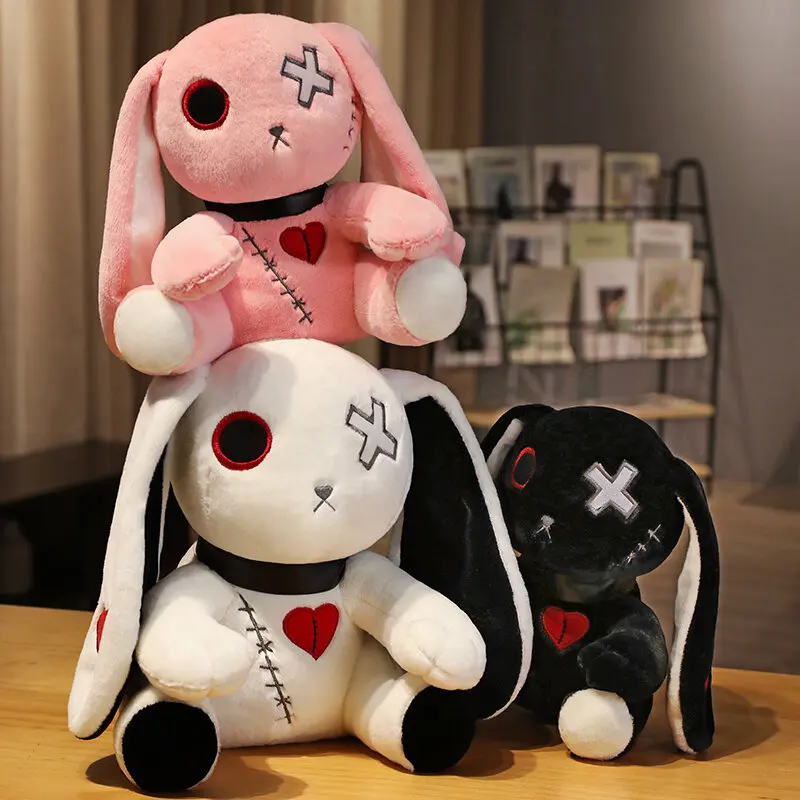 Spooky Gothic Bunny Stuffed Crazy Rabbit Plush Toys, Spooky Gothic Bunny Stuffed Animal Cute Horror Dreadful Bunny Doll, For Hal