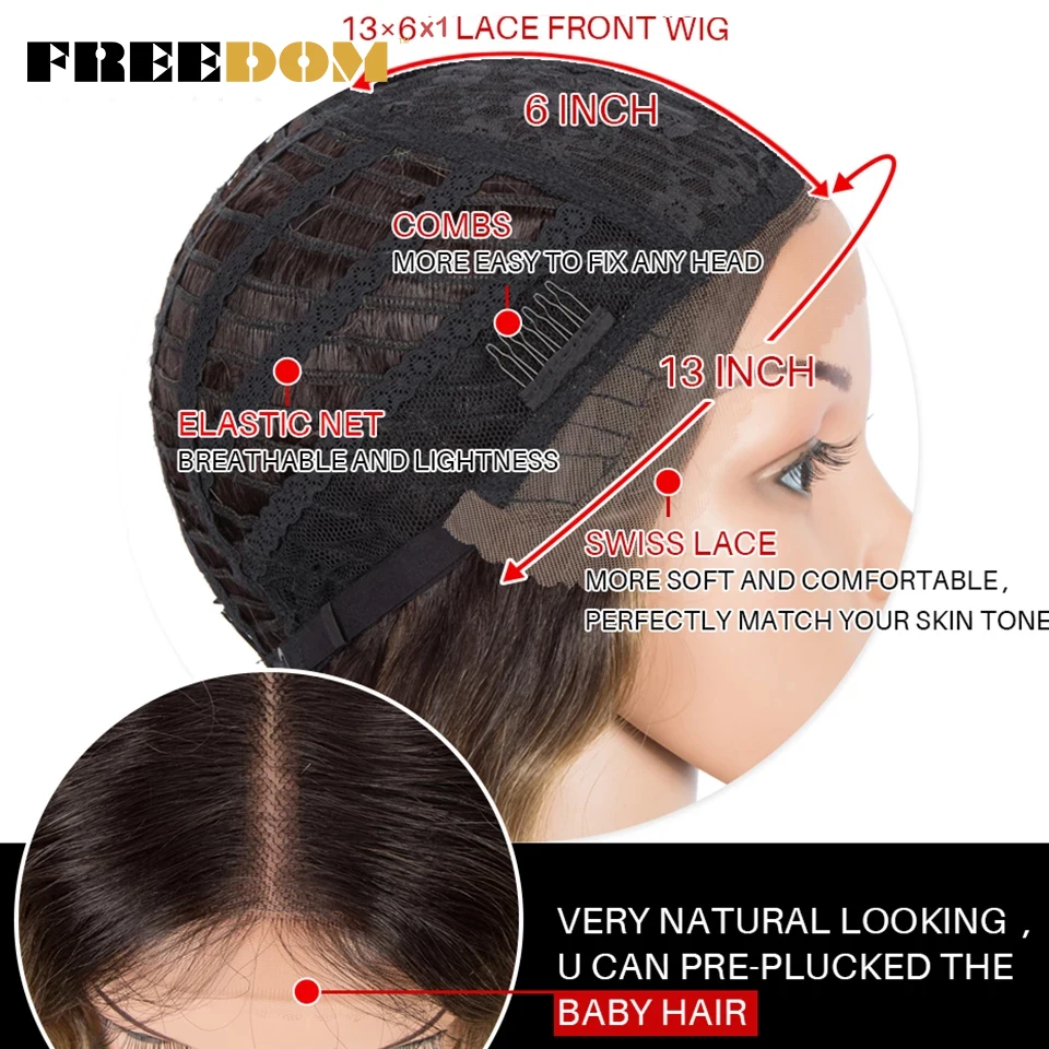FREEDOM Curly Synthetic Lace Front Wigs For Women 30 Inches Soft Wavy Ombre Blonde Ginger Highlight Cosplay Wigs Heat Resistant