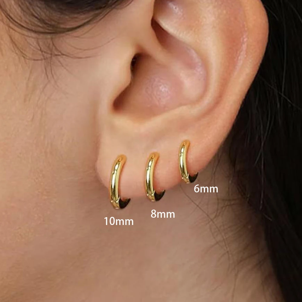 3 PCS/Set Simple Stainless Steel Crystal Small Hoop Earring Women Tiny Gold Color Cartilage Piercing Earring Minimalism Jewelry