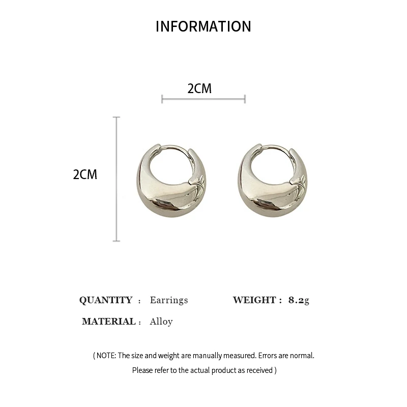 Punk Oval Hoop Earrings Metallic Geometric Ear Buckle Minimalist Style U-shaped Ear Buckle Daily Life Earring Accessories K-
