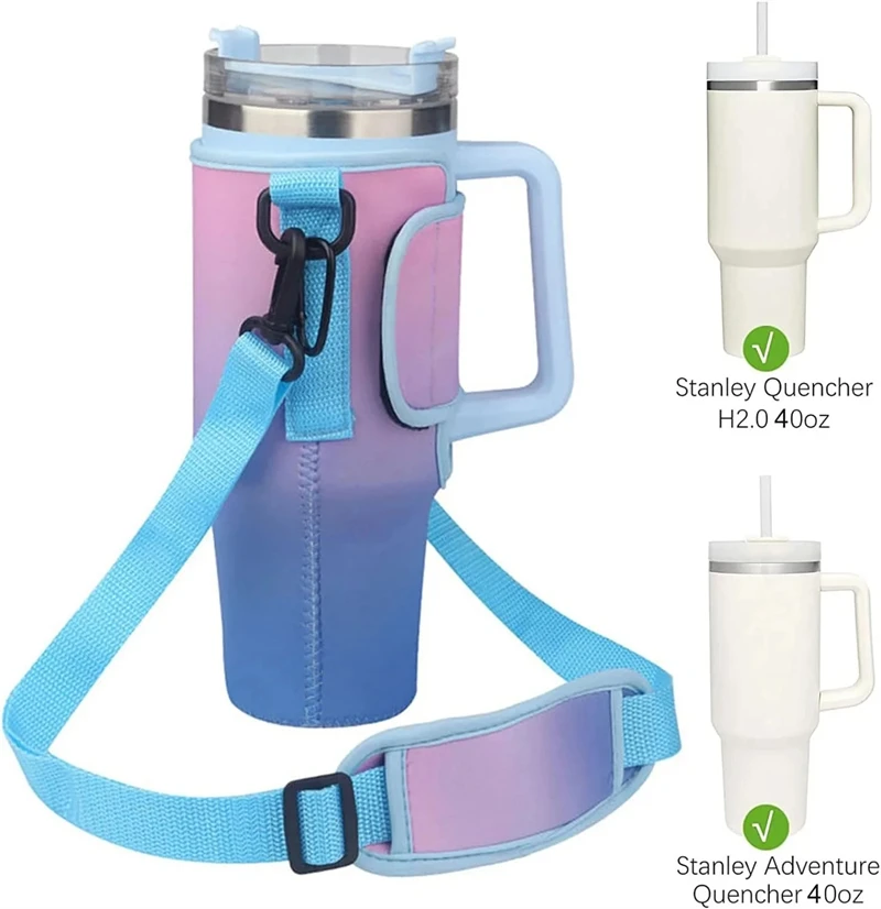 Water Bottle Carrier Bag for Large Capacity Tumbler Cup with Handle Water Bottle Cup Sleeve with Adjustable Shoulder Strap