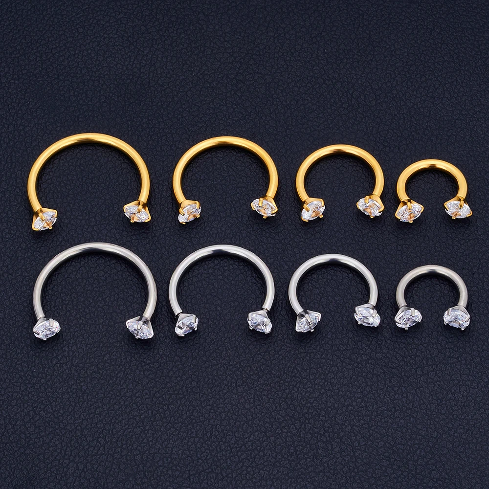 5Pcs G23 Titanium 16G CZ Tragus Eyebrow Piercing Body Jewelry Labret Lip Ring Stud Earrings Septum Nose Rings Internal Thread