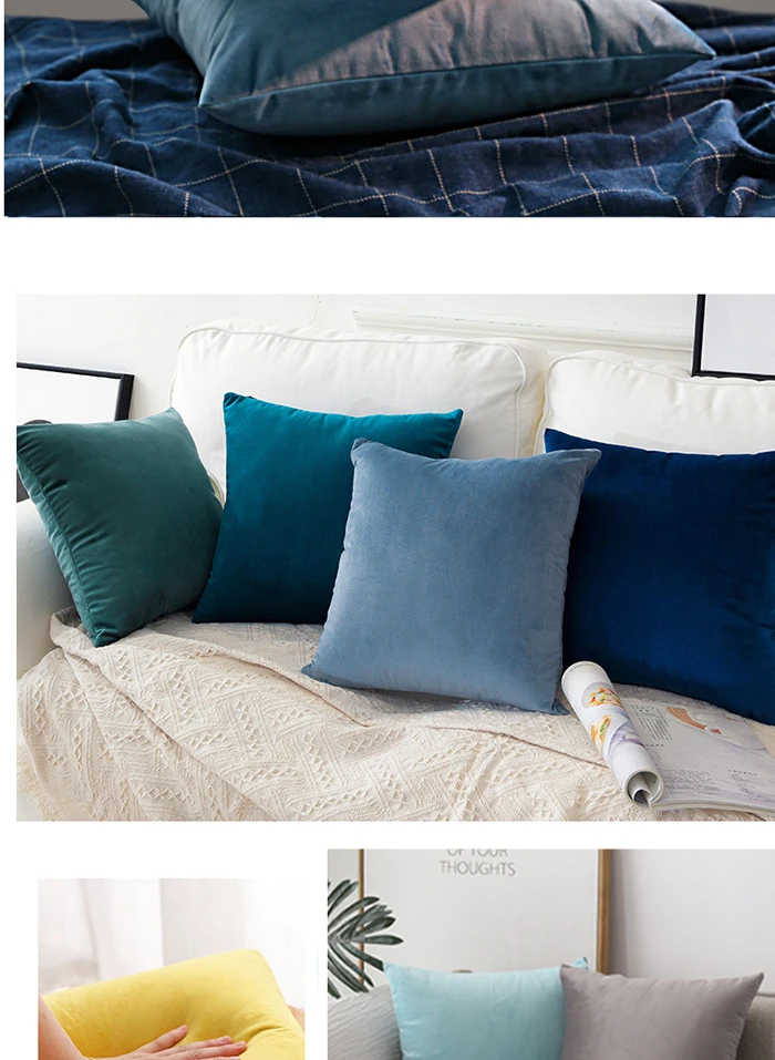 Soft Velvet Cushion Covers Plaid Pillowcases for Living Room Sofa 30x50 Nordic Home Decoration Pillows Cover