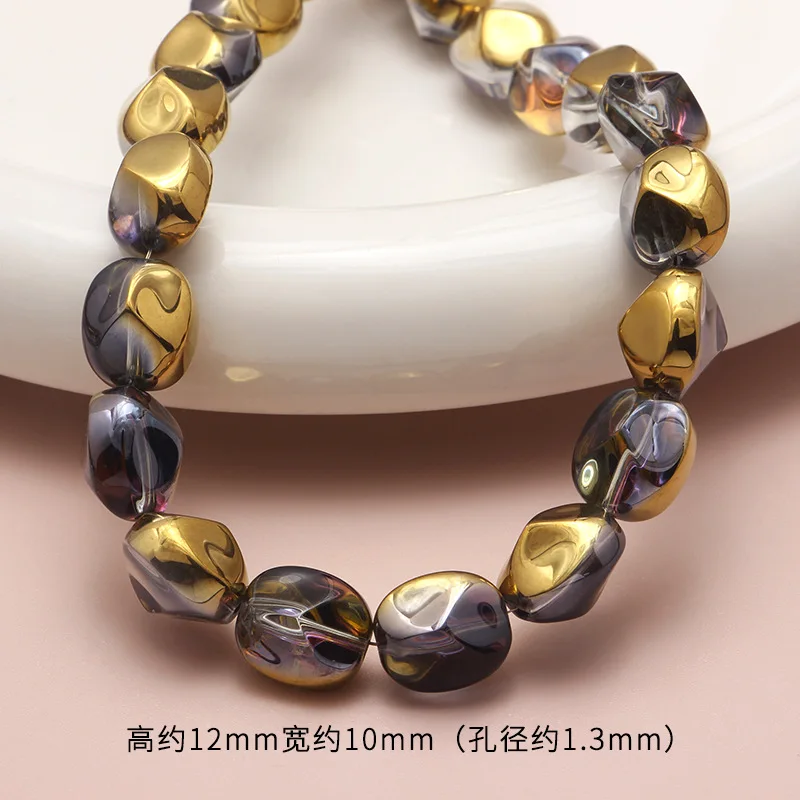 10pcs Colorful Oval Faceted Crystal Glass Irregular Loose Spacer Beads Geometric for Jewelry Making DIY Bracelets Accessories