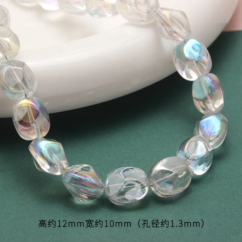 10pcs Colorful Oval Faceted Crystal Glass Irregular Loose Spacer Beads Geometric for Jewelry Making DIY Bracelets Accessories