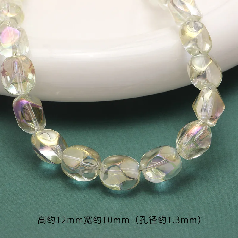 10pcs Colorful Oval Faceted Crystal Glass Irregular Loose Spacer Beads Geometric for Jewelry Making DIY Bracelets Accessories