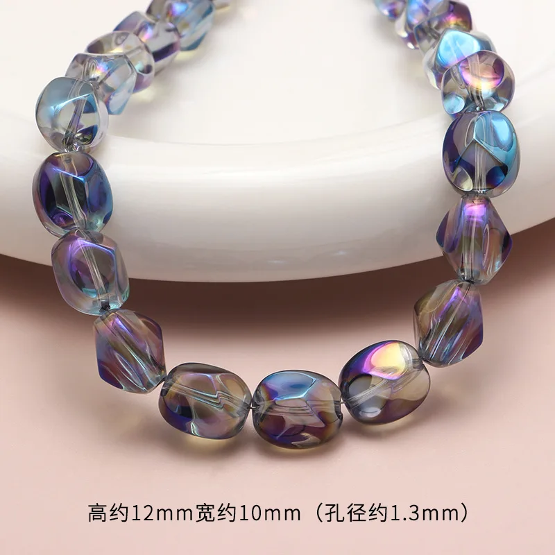 10pcs Colorful Oval Faceted Crystal Glass Irregular Loose Spacer Beads Geometric for Jewelry Making DIY Bracelets Accessories