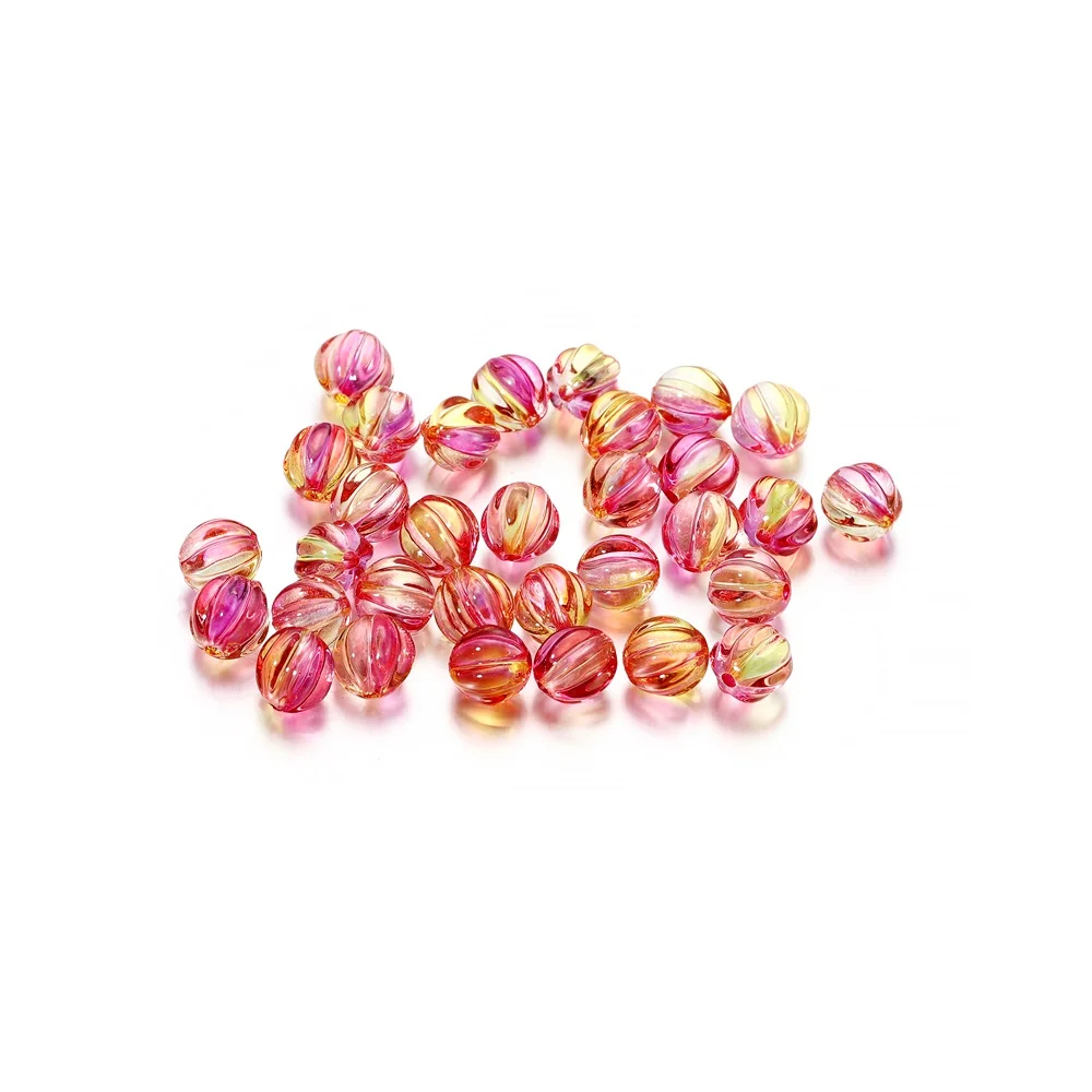 30Pcs/Lot 8mm Round Pumpkin Acrylic Loose Spacer Beads for DIY Earrings Necklace Bracelet Jewelry Making Findings Accessories