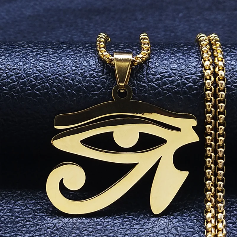 Stainless Steel Egyptian Eyes Chain Necklaces Men Statement Mythology Eye of Ra Horus Symbol Necklace Jewelry bijoux femme N4540