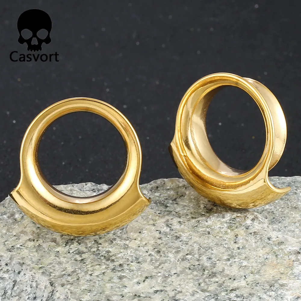 Casvort 2PCS 316 Stainless Steel Hypoallergenic Ear Gauge Plugs Saddle Hangers Weights Stretcher Ear Piercing Women Body Jewelry