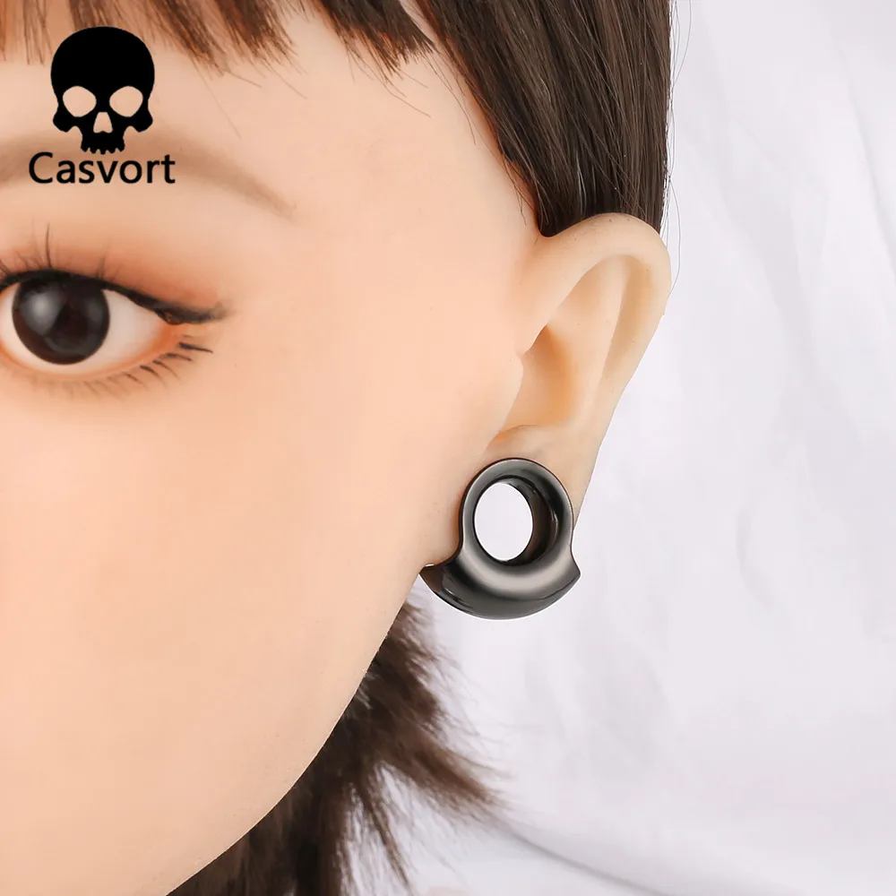 Casvort 2PCS 316 Stainless Steel Hypoallergenic Ear Gauge Plugs Saddle Hangers Weights Stretcher Ear Piercing Women Body Jewelry