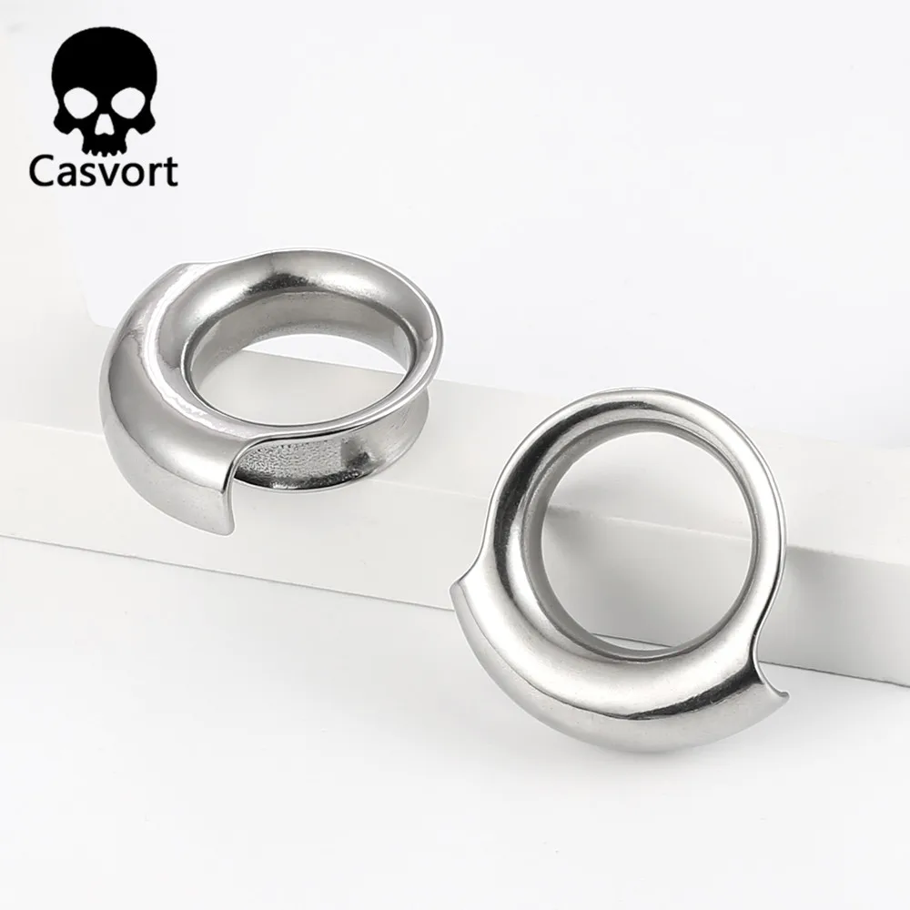 Casvort 2PCS 316 Stainless Steel Hypoallergenic Ear Gauge Plugs Saddle Hangers Weights Stretcher Ear Piercing Women Body Jewelry