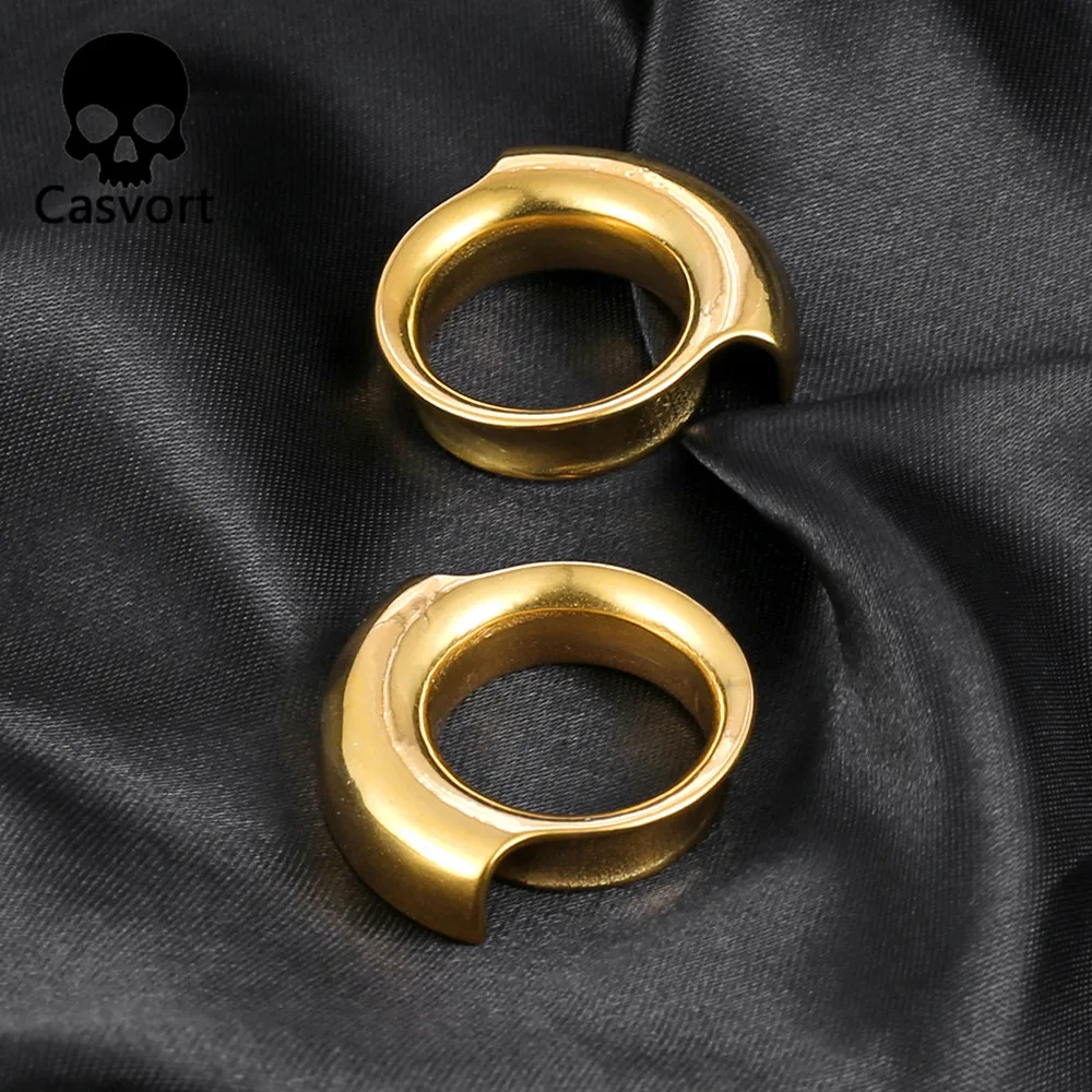 Casvort 2PCS 316 Stainless Steel Hypoallergenic Ear Gauge Plugs Saddle Hangers Weights Stretcher Ear Piercing Women Body Jewelry