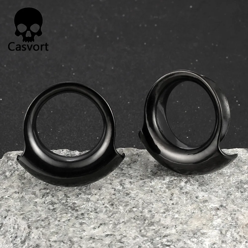 Casvort 2PCS 316 Stainless Steel Hypoallergenic Ear Gauge Plugs Saddle Hangers Weights Stretcher Ear Piercing Women Body Jewelry