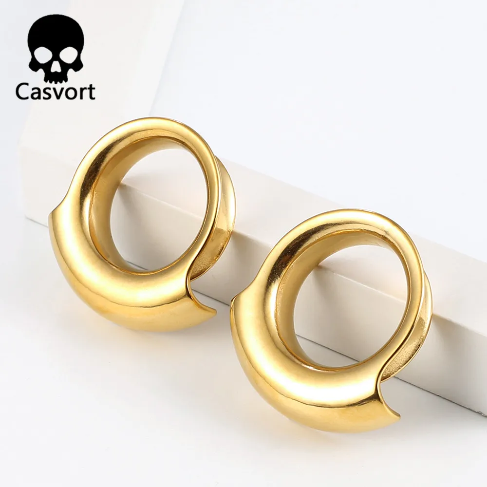 Casvort 2PCS 316 Stainless Steel Hypoallergenic Ear Gauge Plugs Saddle Hangers Weights Stretcher Ear Piercing Women Body Jewelry